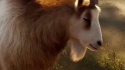 Philippine goats jump from the cliff