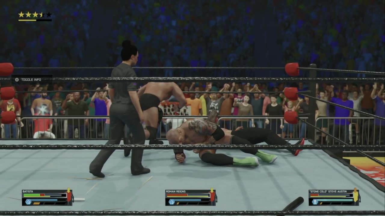 wwe 2k25 172 universe Roman Reigns VS Batista VS Stone Cold Steve Austin