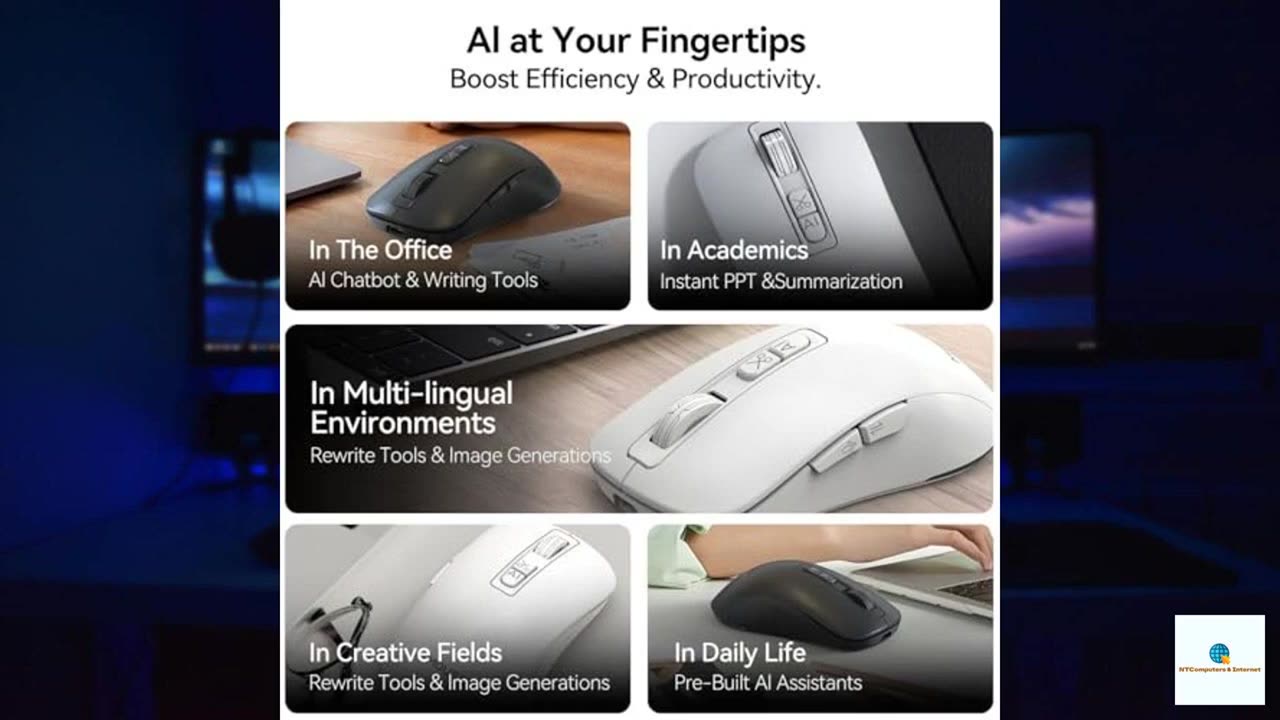 MIMOUSE EM4AI Intelligent AI Wireless Mouse，Supports AI Intelligent Writing, PPT Productio