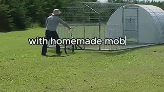 Solar powered chicken coop that moves every day to a new location.