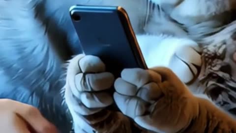 Cozy Cat Cuddle: Felines Fixated on Phone Delight Their Owner