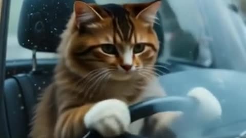 cat driving