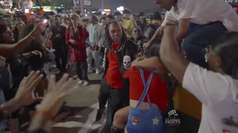 Wild! Fights, Brawls breakout Halloween 2025 6th Street Austin TX #fight #halloween #brawls