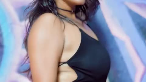 Beautiful cute girl black dress dance wow