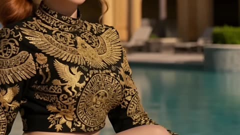 Poolside Royal Vibes with Bold Gold Glam #summerstyle #fashionlook #ootd #chicstyle #shorts