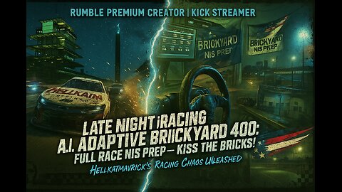 🏎 🤖🏁 – "LATE NIGHT iRACING A.I. ADAPTIVE BRICKYARD 400: FULL RACE NIS PREP – KISS THE BRICKS!