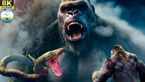 King Kong Faces the Giant Snake’s Attack to Protect His Tribe