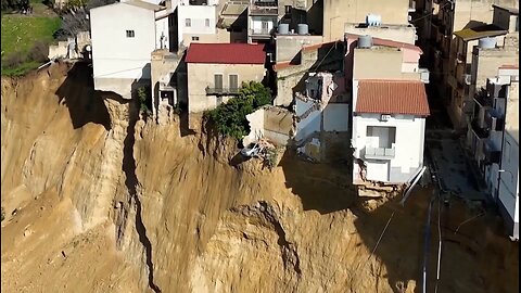 Violent storms trigger a massive landslide in Sicily