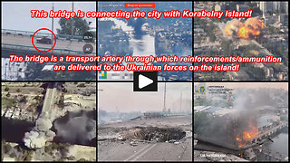 Kherson: Several Russian UMPK FAB glide bombs hit the bridge