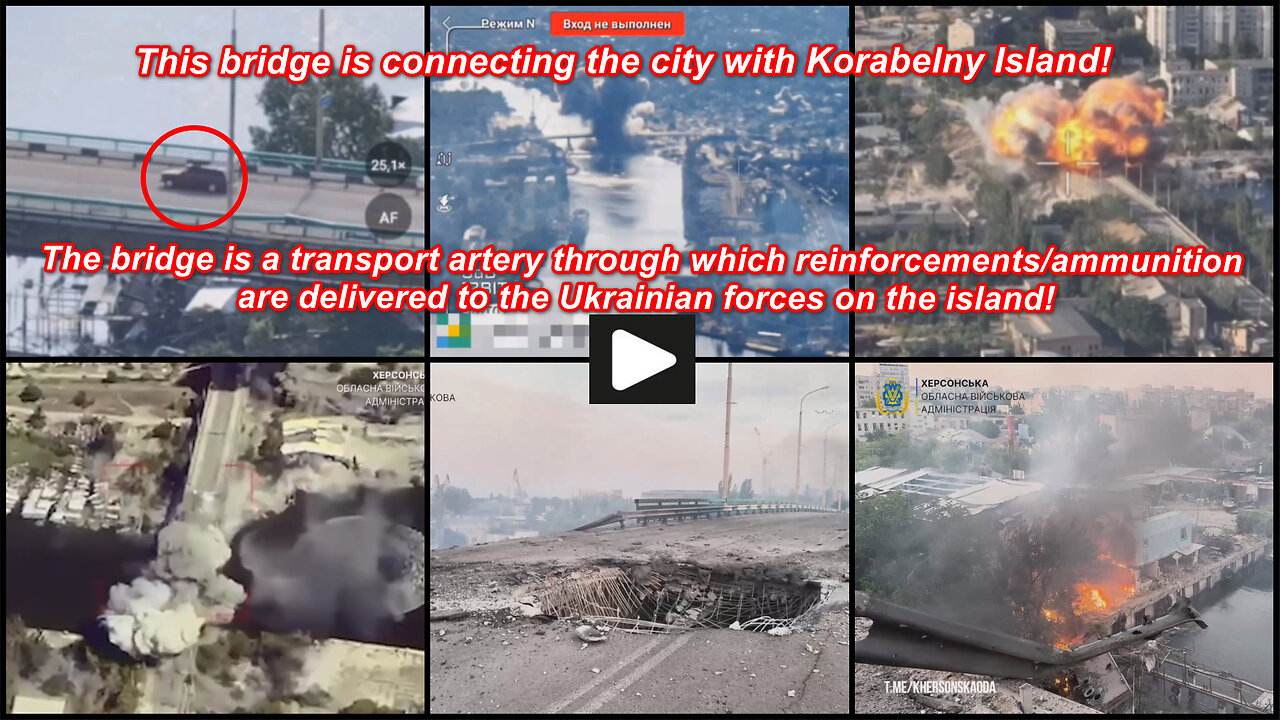 Kherson: Several Russian UMPK FAB glide bombs hit the bridge