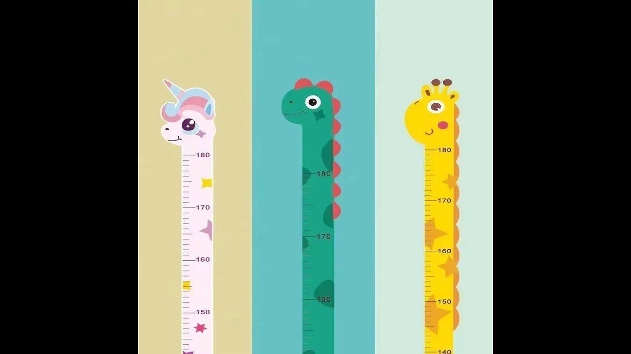 1pc Cartoon Animals Height Measure Wall Sticker