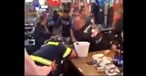 BLACK DUDE TRIES TO LEAVE BIKER BAR WITHOUT PAYING HIS BILL 👊