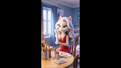 cute kitten of cat doing makeup herself at home #cat #cutecat #catlover #viralreal #everyone