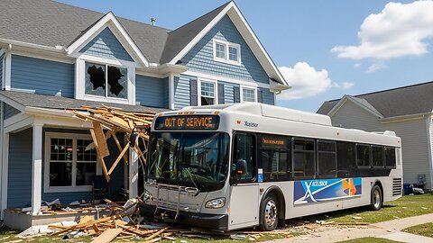 A Ai video of The Bus That Crashed Into a House And New Flyer Citybus Tries Blow out in front of Por