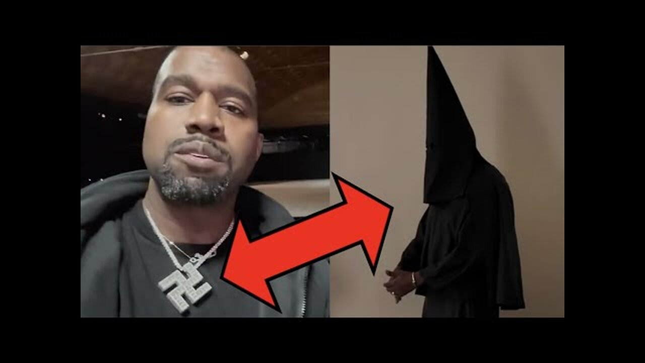 CONTROLLED OPPOSITION KANYE WEST WEARS SATANiC BLACK K*K*K OUTFIT FOR HIS FREEMAS0NIC HANDLERS!