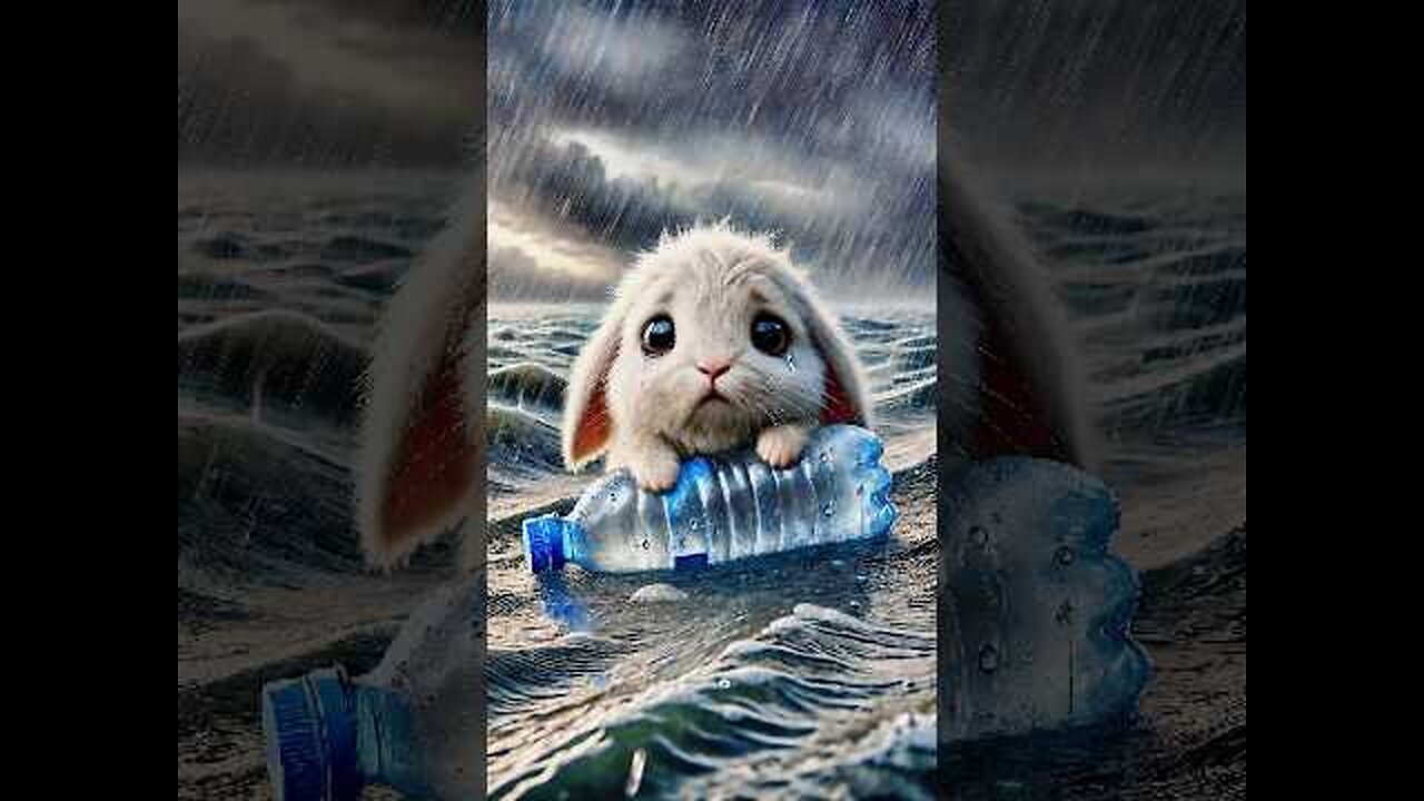 A little rabbit floating in the middle of a heavy rainstorm #RabbitRescue #CuteAnimals