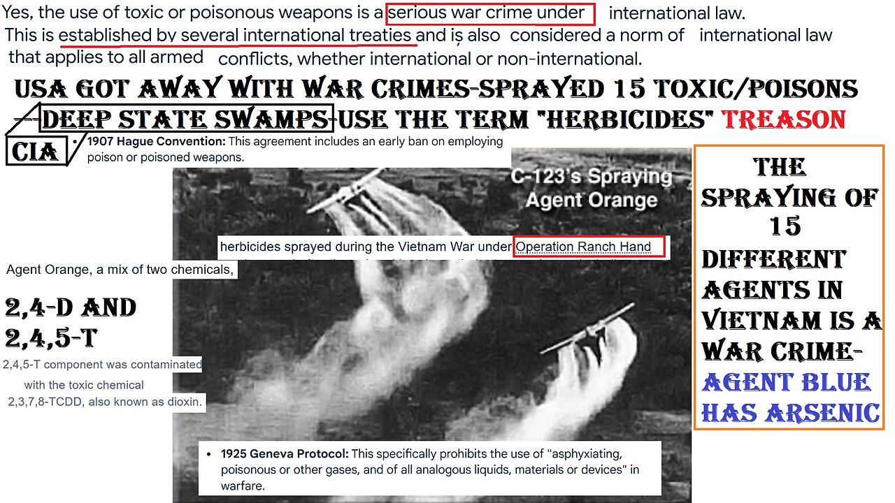 Vietnam - USA WAR CRIMES, SPRAYED 15 DIFFERENT TOXIC/POISONS, BUT CALL THEM HERBICIDES