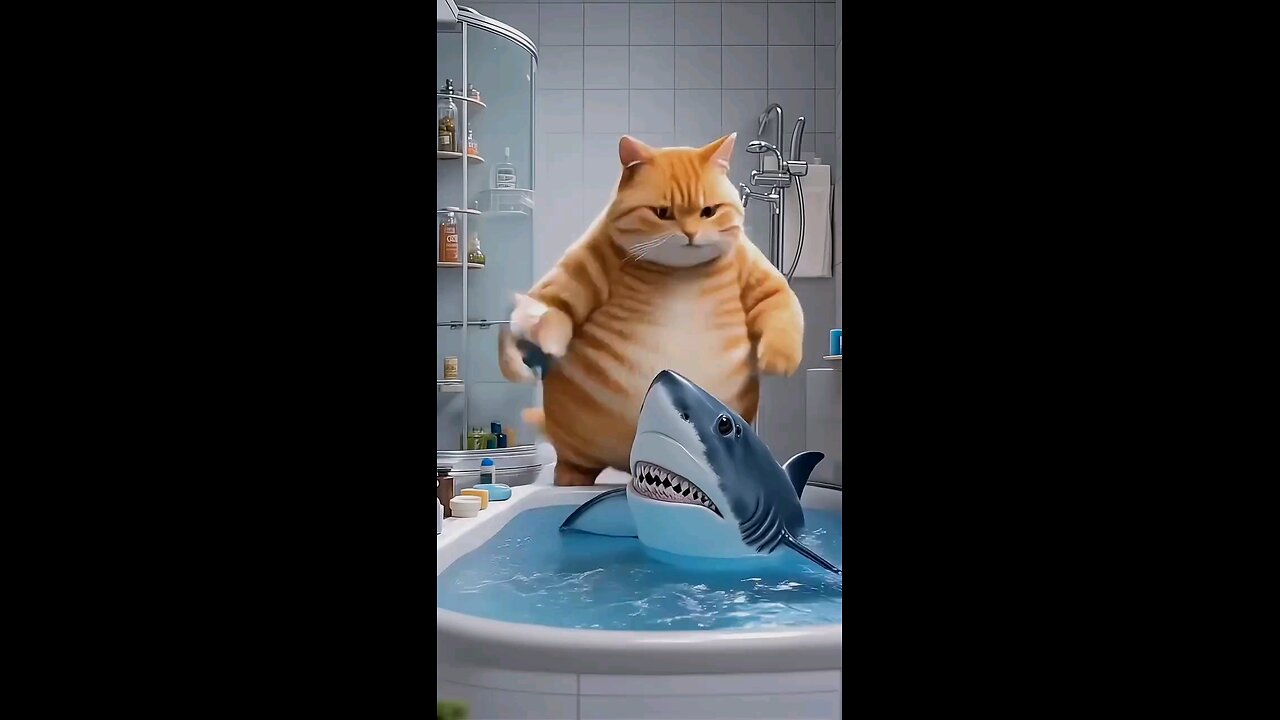 Cat and shark friendship