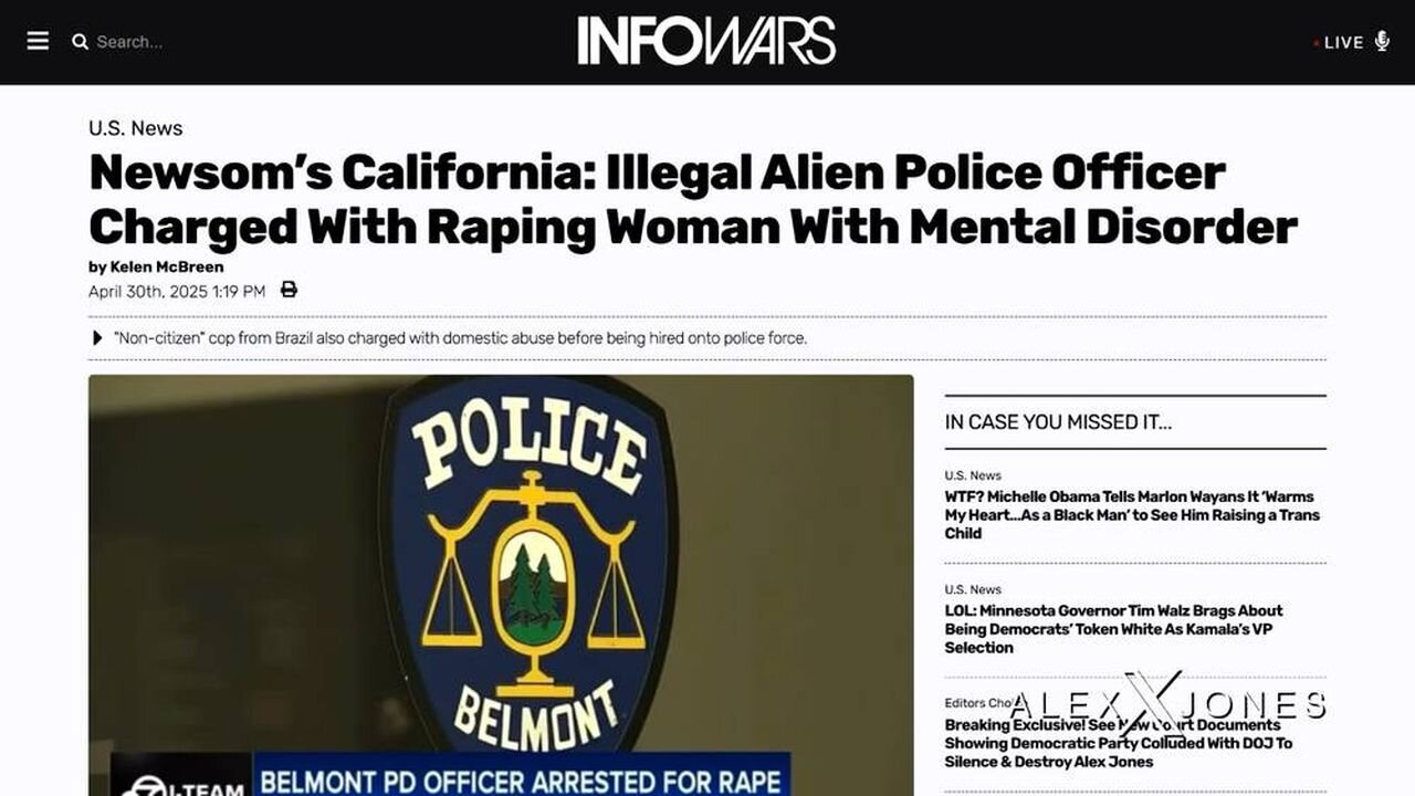 Newsom’s California Insanity: Illegal Alien Police Officer Charged With Raping Woman
