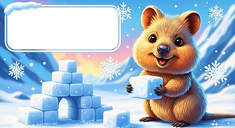 "Adorable Quokka Building a Snow Block in the Frozen Wonderland! ❄️🐾"