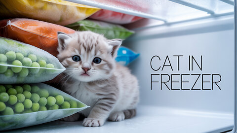 Cat is in the freezer