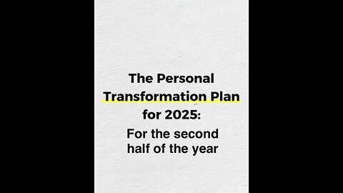 Personal Transformation Plan
