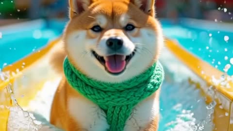 Dog water slide in water park