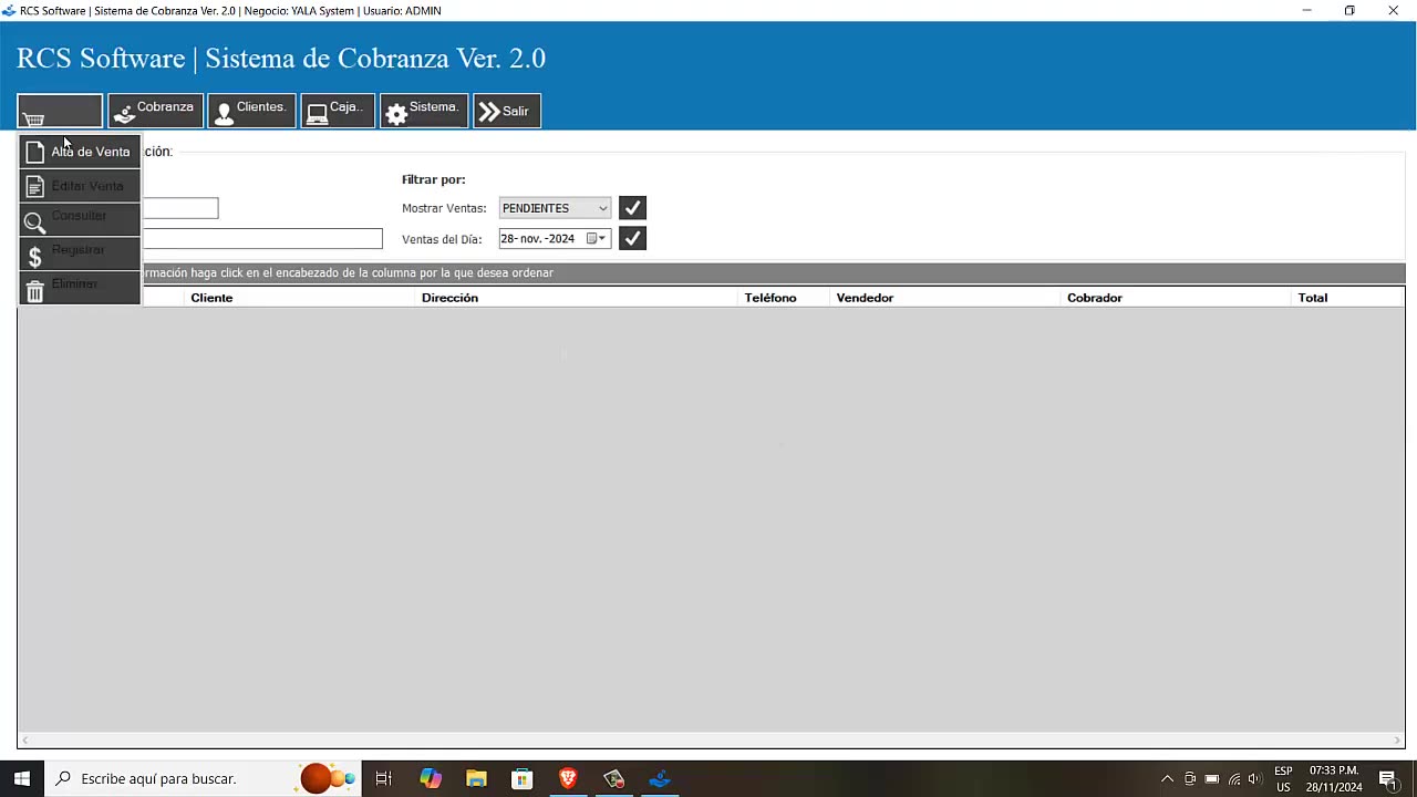 Sistema de Cobranza RCS Software Ver. 2.0