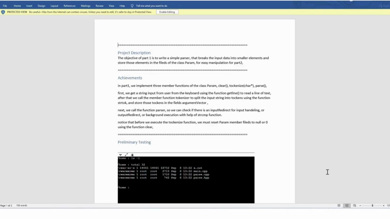 Student Work(Project) | COP 4634 Project 1 Report - Processes Assignment | Systems & Networks | UWF