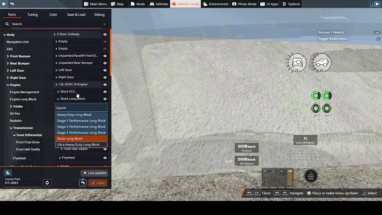 Testing new cars in BEAM ng