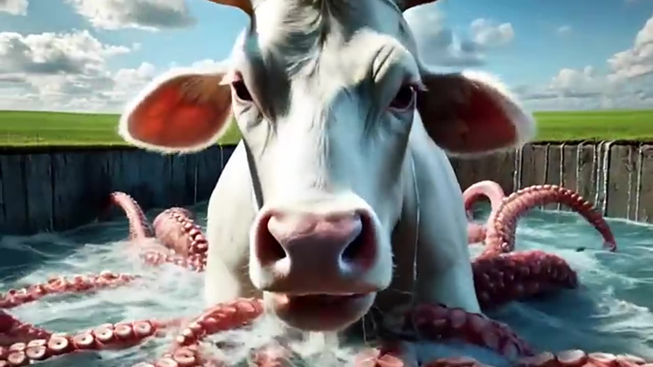 The cow covered in millions of octopus 😭 rescue team saved her , #ai #trending #rescue #cow