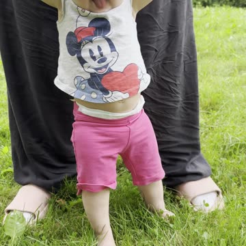 baby kayla’s first steps 🥹 learning to walk with mommy’s help