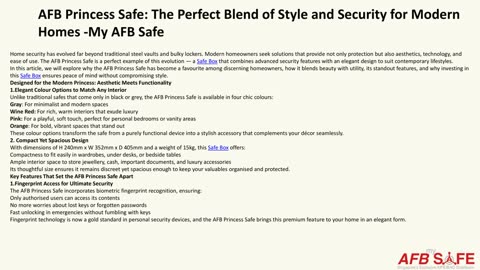 AFB Princess Safe: The Perfect Blend of Style and Security for Modern Homes -My AFB Safe