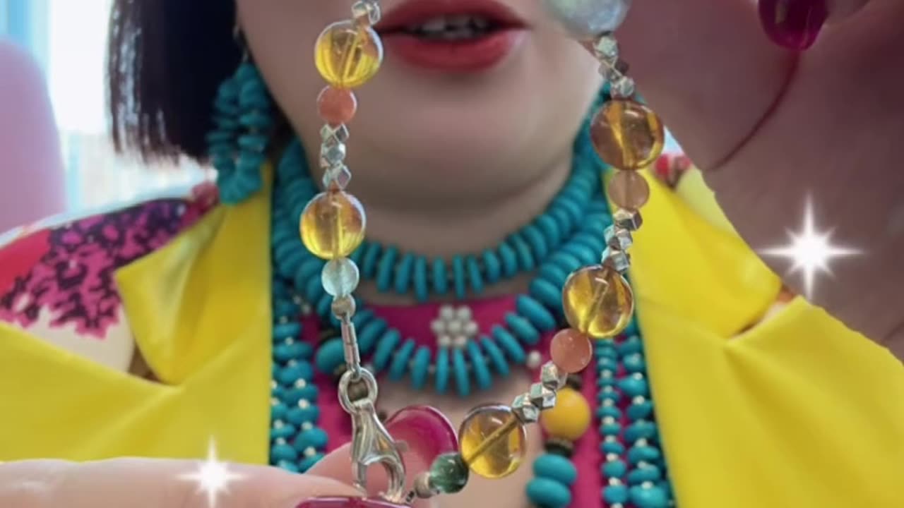 250512-4 Amber & Colored Crystals: Bracelet with Overwhelming Beauty