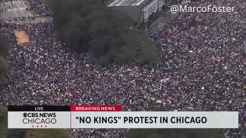 A MASSIVE crowd has gathered in Chicago for a “No Kings Day”