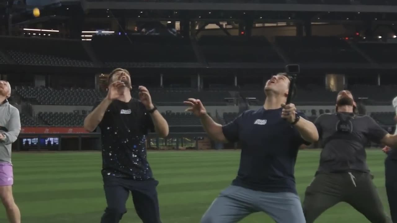 Extreme Catching Battle Vs. Dude Perfect from Stadium Roof!