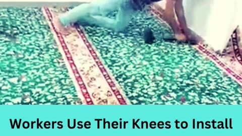 Workers Use Their Knees to Install Carpets 😲😆