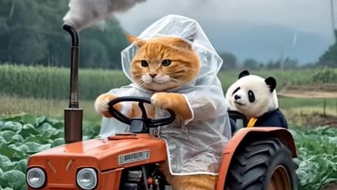 Unlikely Besties: Cat & Panda's Adorable Friendship! 🐱🐼❤️