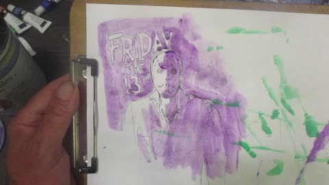 Drawing and Painting Jason from 'Friday The 13th'. 6/13/2025