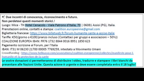 Firma il Manifesto di Assisi, La caduta del cielo dell'ONU e dell'OMS