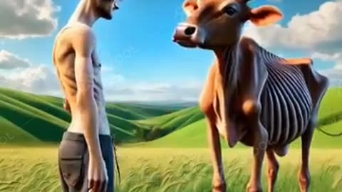 Farmar and cow