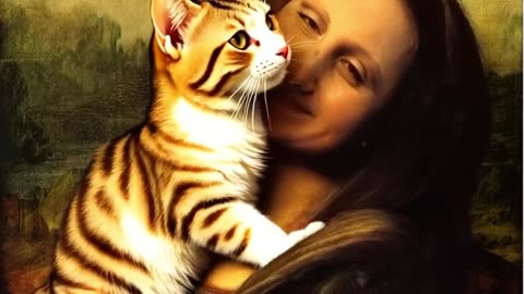 Mona Lisa Comes to Life… But a Cat Has Other Plans! 😸 #ai #monalisa #art #cat
