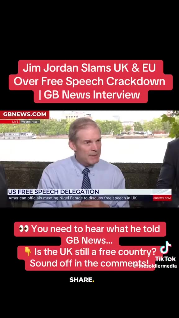 US representative Jim Jordan slams UK and EU over free speech crackdown on GB News