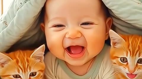 Funny cute babies and cute cats dialog 😂😂😂