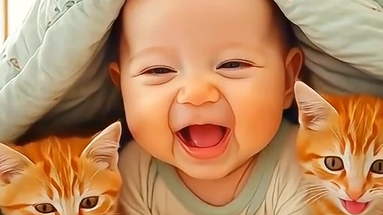 Funny cute babies and cute cats dialog 😂😂😂