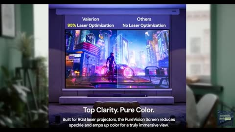 Valerion 100" PureVision Motorized Projector Screen, Laser Speckle Reduction, Au