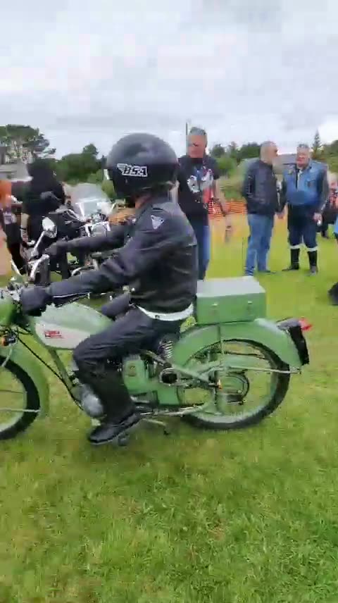 BSA BANTAM D1 1953 Leaving local Classic Motorcycle Event in Cornwall England 15th June 2025