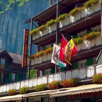 This video shows the stunning village of Lauterbrunnen, Switzerland, and the surrounding valley.