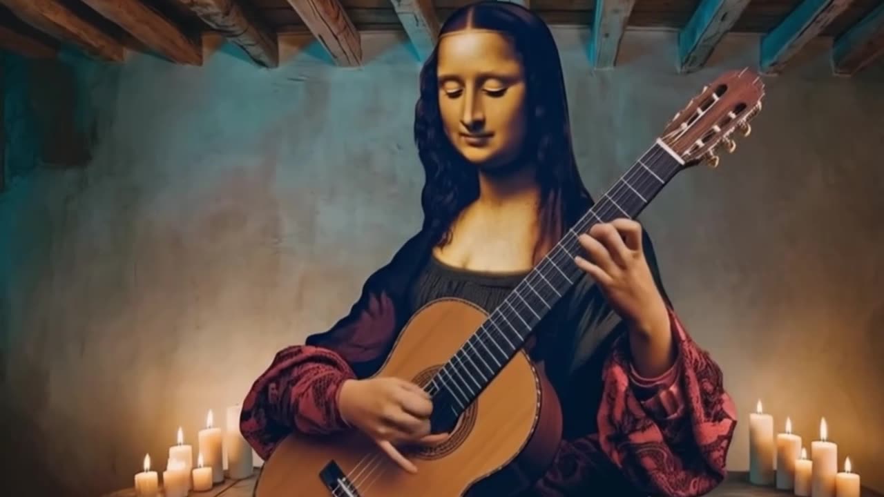 MONA LISA PLAYING GUITAR