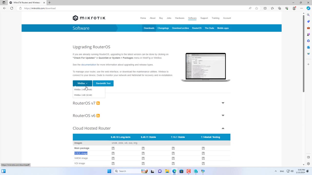 Download and Install Mikrotik router on Hyper-V